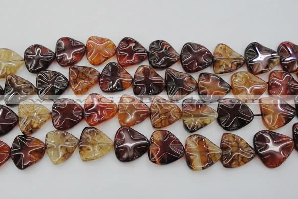 CAG6075 15.5 inches 20mm wavy triangle dragon veins agate beads