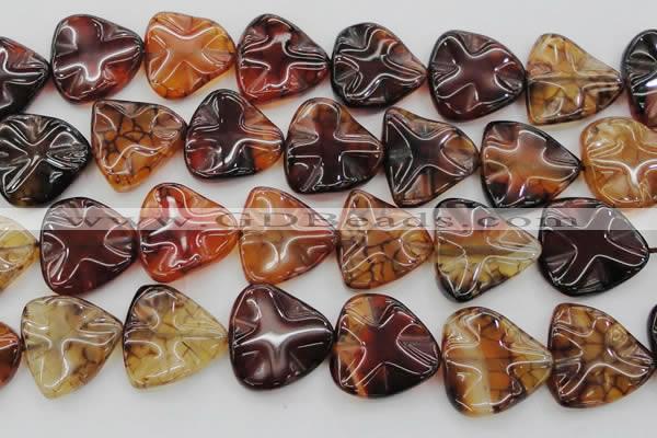 CAG6077 15.5 inches 40mm wavy triangle dragon veins agate beads