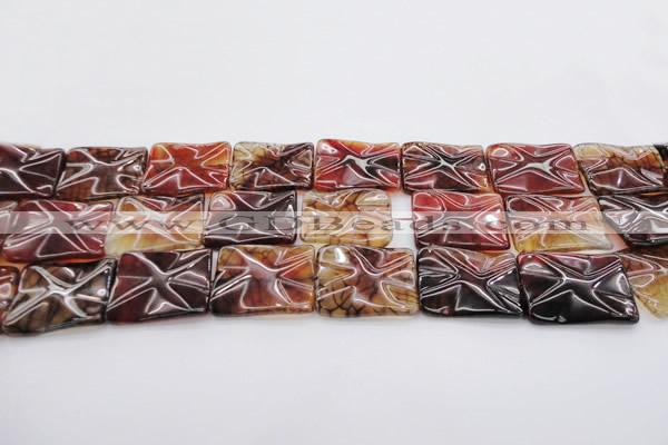 CAG6085 15.5 inches 20*20mm wavy square dragon veins agate beads