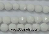 CAG6100 15.5 inches 4mm faceted round white agate gemstone beads