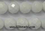 CAG6102 15.5 inches 8mm faceted round white agate gemstone beads