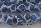 CAG6120 15 inches 8mm faceted round tibetan agate gemstone beads