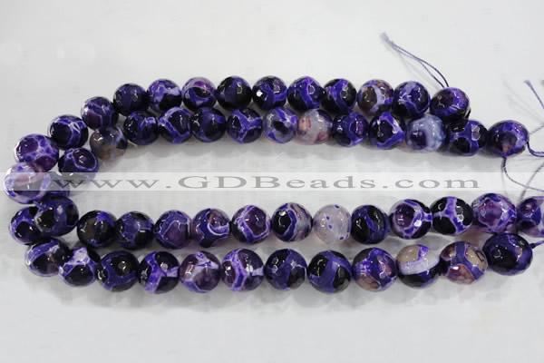 CAG6146 15 inches 12mm faceted round tibetan agate gemstone beads