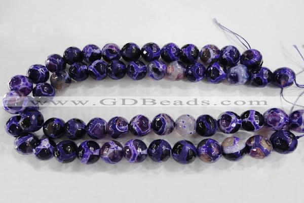 CAG6147 15 inches 14mm faceted round tibetan agate gemstone beads