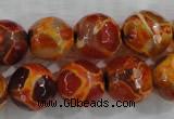 CAG6151 15 inches 12mm faceted round tibetan agate gemstone beads