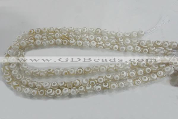 CAG6173 15 inches 14mm faceted round tibetan agate gemstone beads