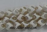 CAG6176 15 inches 10mm faceted round tibetan agate gemstone beads