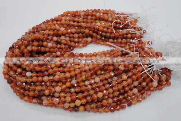 CAG619 15.5 inches 6mm faceted round natural fire agate beads