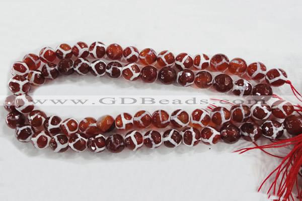 CAG6201 15 inches 10mm faceted round tibetan agate gemstone beads