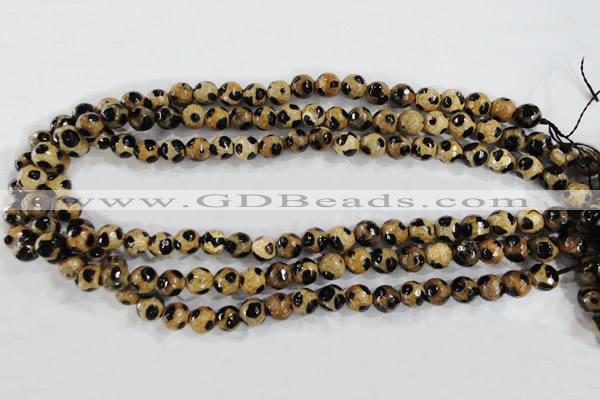 CAG6206 15 inches 10mm faceted round tibetan agate gemstone beads