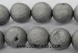 CAG6232 15 inches 8mm faceted round plated druzy agate beads