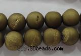 CAG6274 15 inches 12mm round plated druzy agate beads wholesale