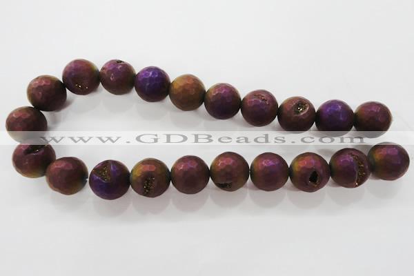 CAG6318 15 inches 20mm faceted round plated druzy agate beads