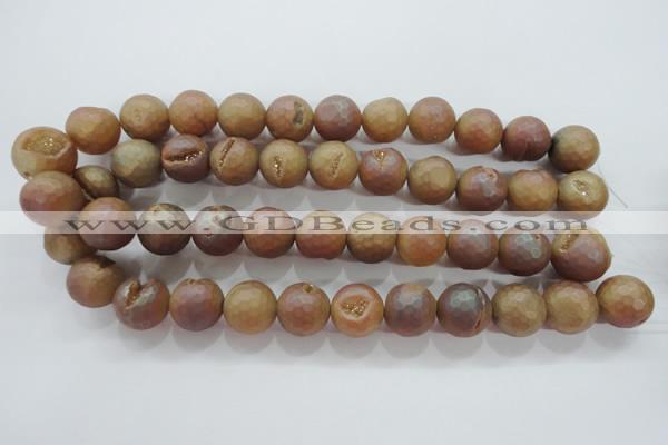 CAG6333 15 inches 10mm faceted round plated druzy agate beads