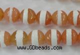 CAG6350 15 inches 8mm faceted round tibetan agate gemstone beads