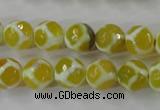 CAG6371 15 inches 10mm faceted round tibetan agate gemstone beads