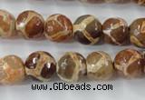 CAG6378 15 inches 8mm faceted round tibetan agate gemstone beads