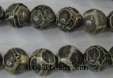 CAG6382 15 inches 8mm faceted round tibetan agate gemstone beads