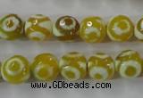 CAG6389 15 inches 12mm faceted round tibetan agate gemstone beads