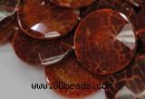 CAG641 15.5 inches 35mm faceted coin natural fire agate beads