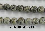 CAG6416 15 inches 12mm faceted round tibetan agate gemstone beads