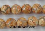 CAG6419 15 inches 10mm faceted round tibetan agate gemstone beads