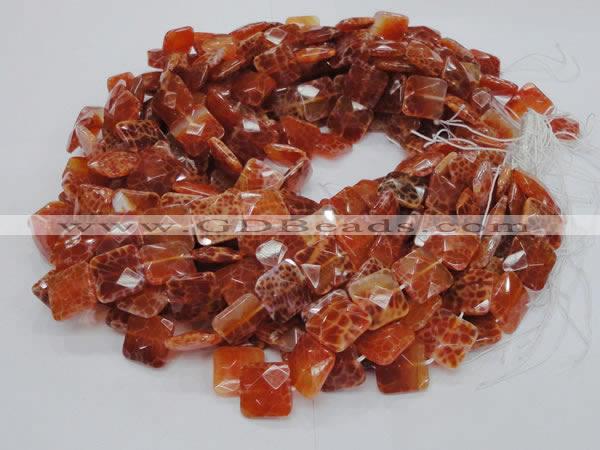 CAG649 15.5 inches 10*10mm faceted square natural fire agate beads