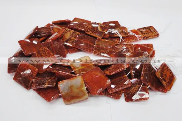 CAG652 15.5 inches 30*30mm faceted square natural fire agate beads