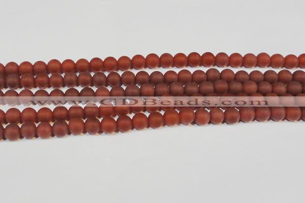 CAG6553 15.5 inches 7mm round matte red agate beads wholesale