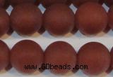 CAG6557 15.5 inches 14mm round matte red agate beads wholesale