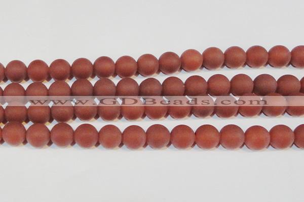 CAG6557 15.5 inches 14mm round matte red agate beads wholesale