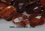 CAG663 15.5 inches 15*20mm faceted rectangle natural fire agate beads