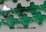 CAG6634 15.5 inches 10*10mm cross green agate gemstone beads