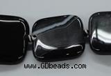 CAG6680 15.5 inches 25*25mm square black line agate beads