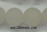 CAG6684 15 inches 16mm round white pilates agate beads