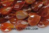 CAG670 15.5 inches 13*18mm faceted flat teardrop natural fire agate beads