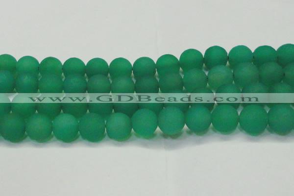 CAG6733 15 inches 14mm round green pilates agate beads