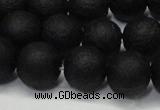 CAG6740 15 inches 8mm round black pilates agate beads