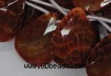 CAG680 15.5 inches 22*30mm faceted teardrop natural fire agate beads