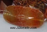 CAG681 15.5 inches 25*50mm faceted freeform natural fire agate beads