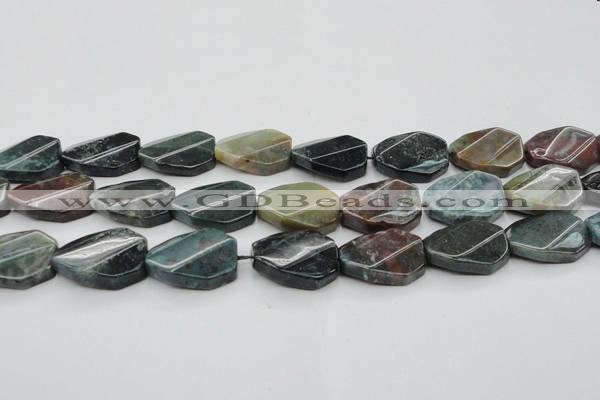 CAG6818 15.5 inches 18*25mm faceted & twisted octagon Indian agate beads