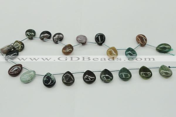 CAG6841 Top drilled 13*18mm flat teardrop Indian agate beads