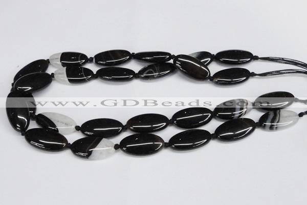 CAG6920 15.5 inches 15*30mm oval black line agate beads