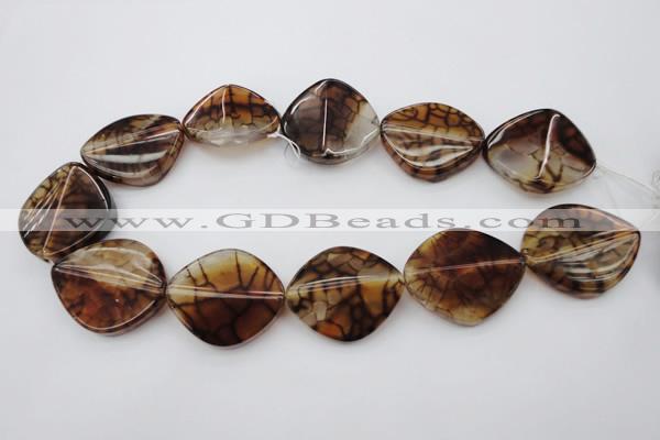 CAG697 15.5 inches 30*35mm freeform dragon veins agate beads