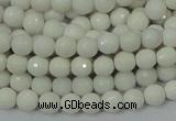 CAG710 15.5 inches 6mm faceted round white agate gemstone beads