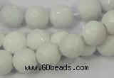 CAG712 15.5 inches 10mm faceted round white agate gemstone beads