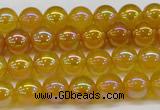 CAG7120 15.5 inches 4mm round AB-color yellow agate gemstone beads