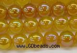 CAG7122 15.5 inches 8mm round AB-color yellow agate gemstone beads