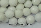 CAG713 15.5 inches 12mm faceted round white agate gemstone beads