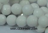 CAG714 15.5 inches 14mm faceted round white agate gemstone beads